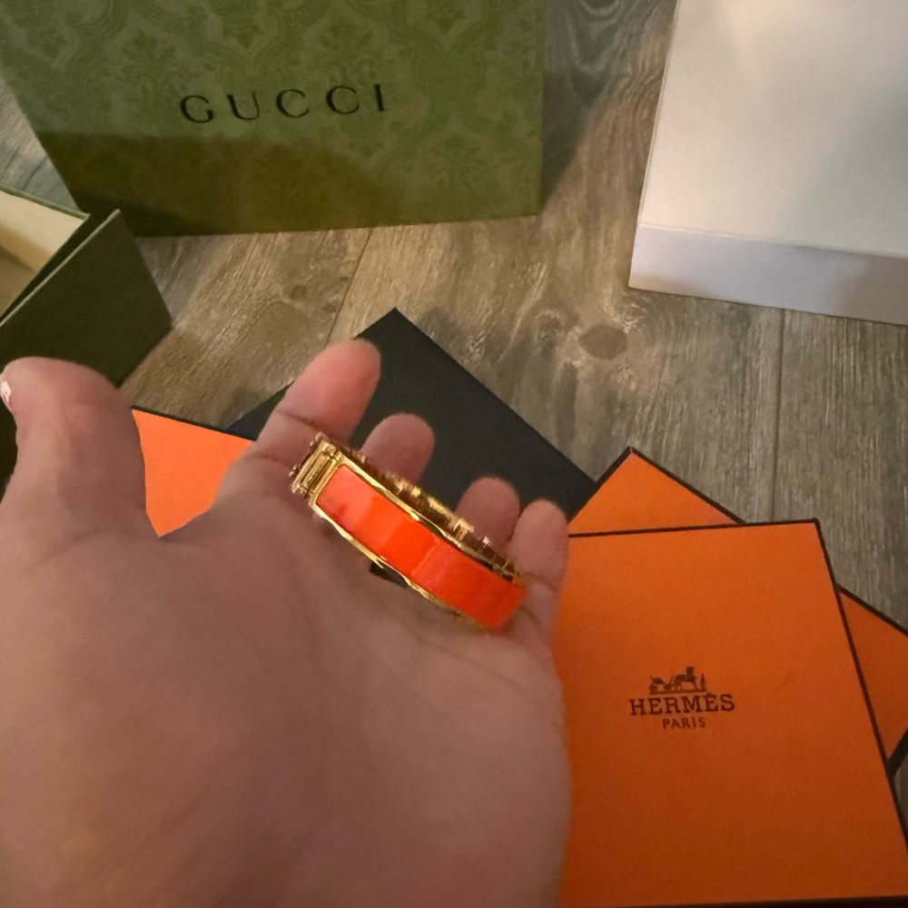 Hermes Vibrant Orange and Gold Women's Bracelet - Picture 4 of 6